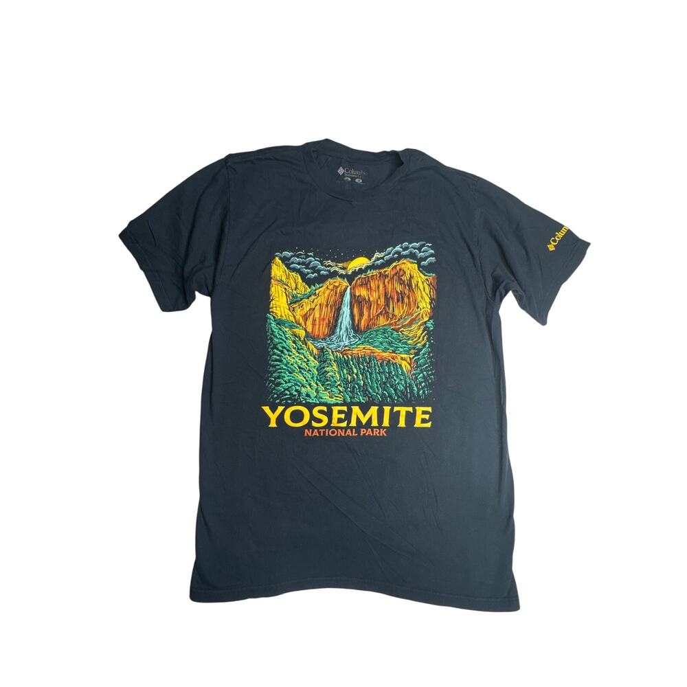 Columbia Yosemite T Shirt Mens Medium Black Yosemite Falls Graphic Outdoor Tee